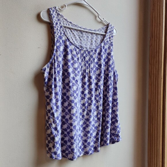 J. Jill Pintucked Batik-Print Tank Top Size Petite Large - Picture 2 of 13